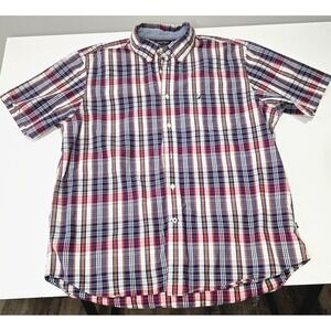 Nautica Men's XL Plaid Short Sleeve Shirt 100%‎ Cotton Button Up Casual